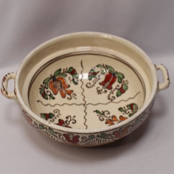Antique Signed Korond Floral Pottery Bowl from Romania - Picture 3 of 8